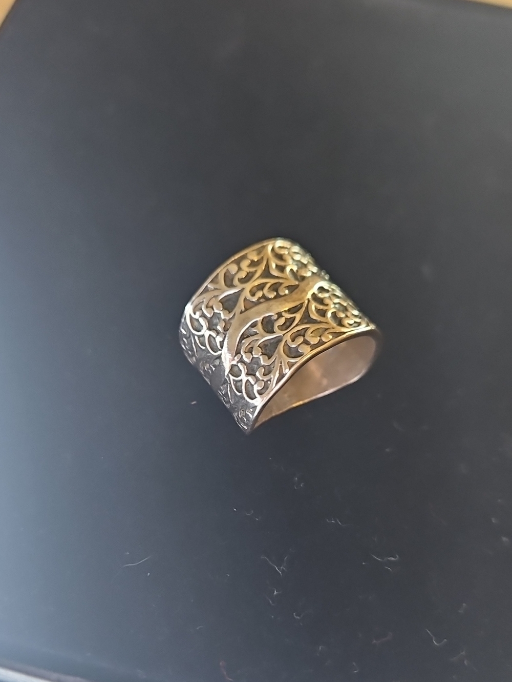 Silpada Silver-Tone Filigree Wide Band Ring Size 9